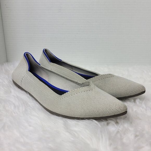 Rothy’s Flax Birdseye Womens Size 8.5  Light Grey Pointed Flats Retired - Picture 1 of 10